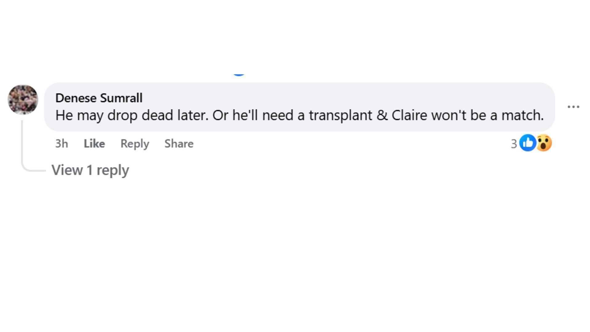 Comment by the fan on the post (Image via Facebook/@Mary Ellen Whitaker)
